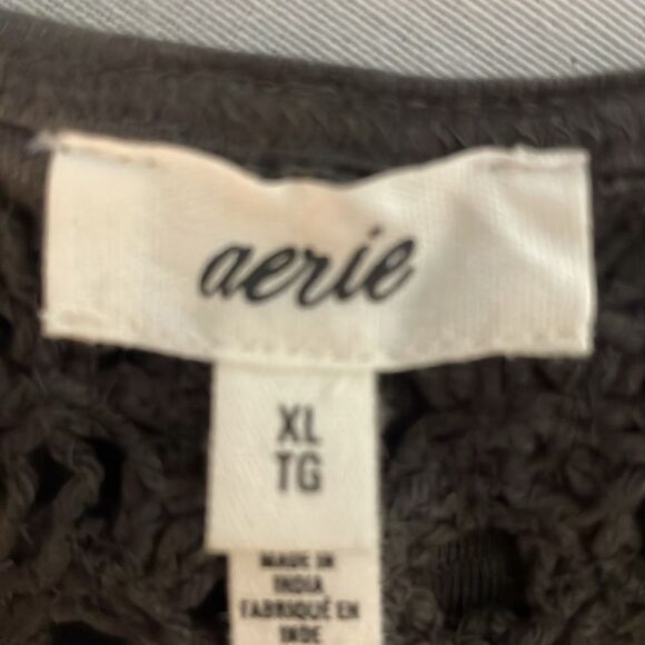 NWT Aerie cropped gray tank top crochet back size XL - Picture 7 of 10